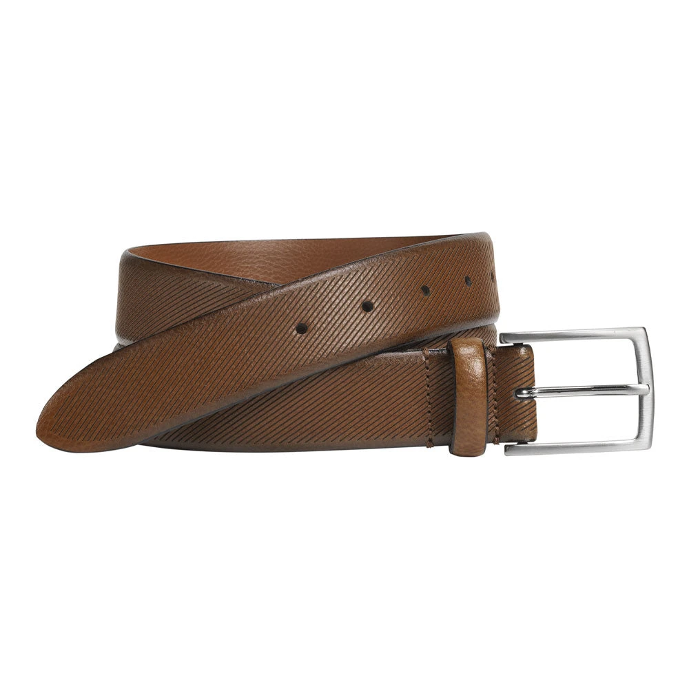 Johnston & Murphy Diagonal Embossed Belt Tan 1 Johnston & Murphy Diagonal Embossed Belt Tan