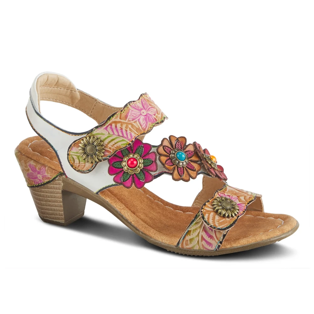 L'Artiste By Spring Step Aromas Sandal White Multi Leather (Women's) 1 L'Artiste By Spring Step Aromas Sandal White Multi Leather (Women's)