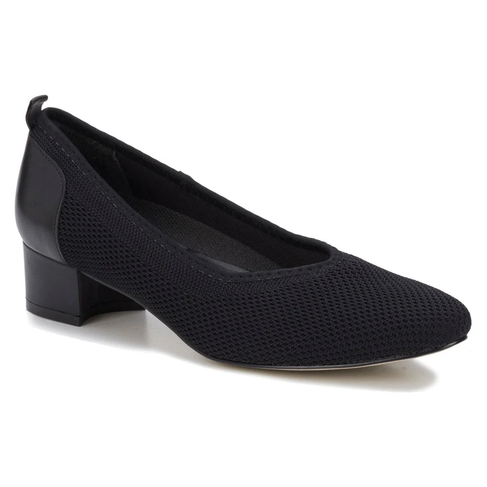 Walking Cradles Hester Heel Black Knit Fabric/Black Cashmere Leather (Women's) 1 Walking Cradles Hester Heel Black Knit Fabric/Black Cashmere Leather (Women's)