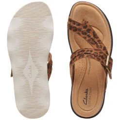 Clarks Brynn Madi Sandal Leopard Leather (Women's) -Shoes Sales Store Leo 7