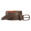 Johnston & Murphy Oiled Contrast Stitched Belt Brown