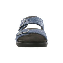 SAS Relaxed Sandal Silver Blue Leather (Women's) -Shoes Sales Store silver blue 4