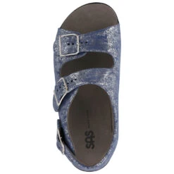 SAS Relaxed Sandal Silver Blue Leather (Women's) -Shoes Sales Store silver blue 6